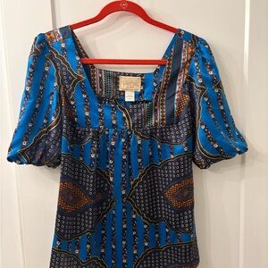 100% silk print blouse made in L.A.